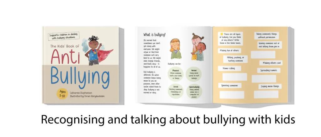 Anti bullying cover and inside mockup with words | Wooden House Books