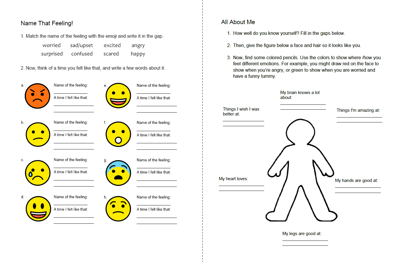 Free SEL worksheets